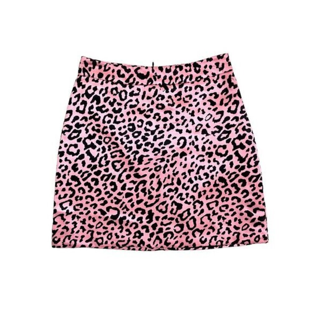 Beulah London Style Pink Satin Black Animal Print Mini skirt SZ S NEW